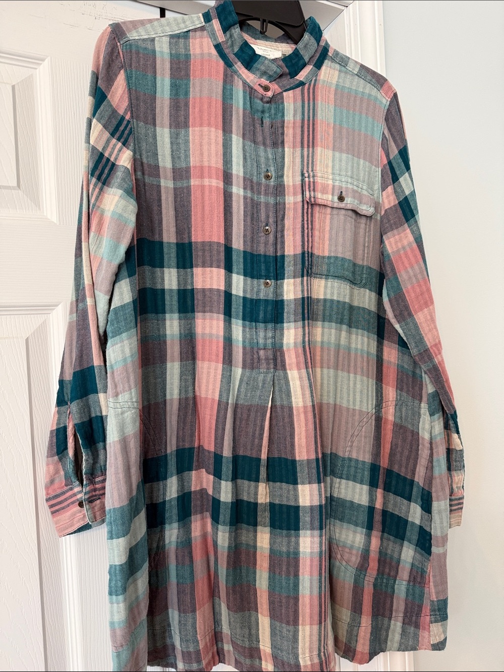 Loft Fashion Plaid Tunic in Teal, Pink, Cream